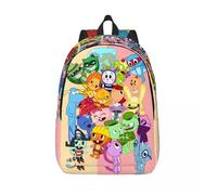 Sac à dos d'ecole solide avec fermeture éclair pour tous les personnages d'anniversaire H-Happy Tree Friends Noir
