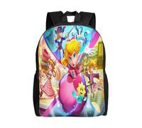 Sac à dos d'école Super Mario Princesse, cartable d'école primaire, collège, grande capacité, sac à bandoulière décontracté, sac pour ordinateur portable, pour garçons et filles - Noir