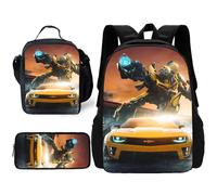 Sac à dos d'ecole T-Transformers pour enfants avec sacs à dejeuner, trousses à crayons, cartables pour garcons et filles, cadeau Noir