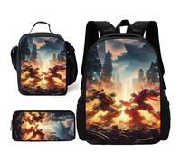Sac à dos d'ecole T-Transformers pour enfants avec sacs à dejeuner, trousses à crayons, cartables pour garcons et filles, cadeau Noir