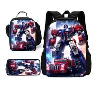 Sac à dos d'ecole T-Transformers pour enfants avec sacs à dejeuner, trousses à crayons, cartables pour garcons et filles, cadeau Noir