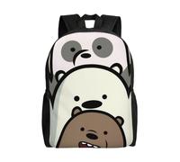 Sac à dos d'école The Three Bare Bears, motif dessin animé, tendance, pour garçon, cartable de voyage, HXN1221 Noir
