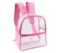 Sac à dos d'école Transparent, 32*27*12.5cm PVC Sac à Dos Transparent Imperméable, Sacs à dos Transparente Étanche, PVC Transparente Sac à Main Unisexe pour Travail Voyage Concert Sports (L Rose)