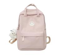 Sac à dos d'écolier décontracté en nylon pour femme avec sangle réglable de grande capacité avec fermeture éclair pour voyage, école, travail, extérieur et usage quotidien, rose