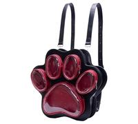 Sac à dos d'écolier mignon, sac à dos mignon pour femme - Grand sac avec peluche Présentation Sac à dos pour les amoureux des chats École et quotidienne, noir/rouge, Siehe Beschreibung