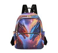 Sac à dos d'écolier pour filles et femmes, adolescentes, universitaires, lycée, mini petit sac à main, sac à main, sac à dos S deux dragons face à l'autre, Deux dragons face à l'autre, S