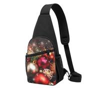 Sac à dos décontracté à bandoulière imprimé boules de Noël Nouvel An pour homme et femme, Noir , Taille unique, Sac à dos décontracté