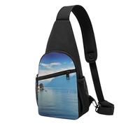 Sac à dos décontracté à bandoulière imprimé Lac Genève pour homme et femme, Noir , Taille unique, Sac à dos décontracté