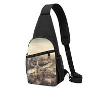 Sac à dos décontracté à bandoulière imprimé paysage urbain célèbre pour homme et femme, Noir , Taille unique, Sac à dos décontracté