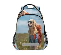 Sac à dos décontracté « A Golden Retriever Standing on A Sunny Grass Field » pour enfants, sac d'école, sac à dos d'étudiant, sac à livres pour garçons et filles, Un Golden Retriever se tient sur un