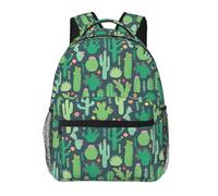 Sac à dos décontracté avec illustration de cactus mignon sans couture, 20 x 29 x 40 cm, sac à dos basique durable pour les voyages et les vacances, sac à dos classique