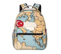 Sac à dos décontracté avec imprimé carte de la Turquie, 20 x 29 x 40 cm, sac à dos basique durable pour les voyages et les vacances classiques