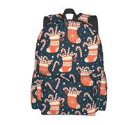 Sac à dos décontracté avec motif chaussette de Noël et canne de Noël, sac pour ordinateur portable léger, sac de voyage, sac à dos quotidien avec poignée supérieure, poches pour bouteille d'eau et poc