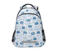 Sac à dos décontracté bleu et gris avec motif fleur de chrysanthème pour enfants, sac d'école, sac à dos d'étudiant, sac à livres pour garçons et filles