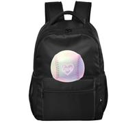 Sac à dos décontracté de style moderne avec doublure peau de pêche 6 | I Love Softball Pastel Rainbow Tie Dye Esthétique
