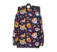 Sac à dos décontracté Dia de los Muertos Tête de Mort Mexicaine, léger, pour ordinateur portable, idéal pour les trajets quotidiens et les voyages. Poignée supérieure, poches pour bouteille d'eau, poc