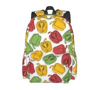 Sac à dos décontracté en forme de poivron coloré, léger et confortable, idéal pour ordinateur portable, parfait pour les trajets quotidiens et les voyages. Il est doté d'une poignée supérieure, de poc