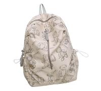 Sac à dos décontracté en nylon avec imprimé ours mignon unisexe, Beige, Bohème