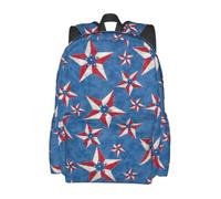 Sac à dos décontracté et léger pour ordinateur portable, motif étoile patriotique du 4 juillet, idéal pour les trajets quotidiens et les voyages. Poignée supérieure, poches pour bouteille d'eau et poc