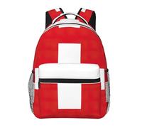Sac à dos décontracté imprimé drapeau suisse, 20 x 29 x 40 cm, sac à dos basique durable pour les voyages et les vacances classiques