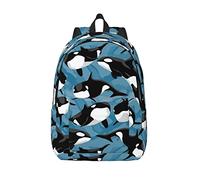 Sac à dos décontracté léger baleines sac à dos pour ordinateur portable hommes femmes sac de voyage extérieur en toile sac à dos, Orque Orque, M