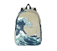 Sac à dos décontracté léger Japon Wave Sac à dos pour ordinateur portable Hommes Femmes Sac de voyage en toile Sac à dos, Japon vague, M
