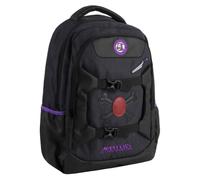 Sac à dos décontracté Masters of the Universe MOTU unisexe - Licence officielle, couleur noire avec détails violets, poche avant avec boucles, bretelles rembourrées et poignée supérieure, usage