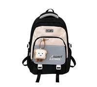 Sac à dos décontracté mignon pour étudiant, sac d'école d'eau durable et léger avec accessoires de remorque Sacs à dos pour femmes Similicuir, Noir , taille unique