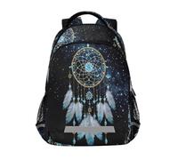 Sac à dos décontracté motif attrape-rêves avec fond ciel étoilé pour enfants, sac d'école, sac à dos d'étudiant, sac à livres pour garçons et filles, Attrape-rêves avec fond ciel étoilé, Taille unique