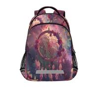 Sac à dos décontracté motif attrape-rêves rose rouge pour enfants, sac d'école, sac à dos d'étudiant, sac à livres pour garçons et filles, Motif attrape-rêves rose rouge, Taille unique