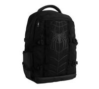 Sac à dos décontracté technique Spider-Man unisexe Taille unique - Licence officielle Marvel, couleur noire avec logo araignée tonale, poches latérales, bretelles réglables et poignée supérieure