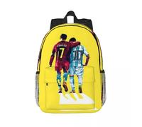 Sac à dos d'etudiant grande capacité Cristiano Ronaldo et Lionel Messi pour filles et garcons, sac à dos léger et étanche de 15 pouces Noir