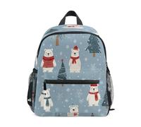 Sac à dos d'hiver avec motif écharpe ours blanc pour tout-petit, sac à dos pour garçon, sac d'école maternelle, sac de voyage pour fille