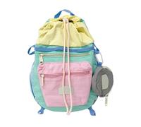 Sac à dos d'inspiration japonaise Cordon de serrage Design Intérieur spacieux pour livres électroniques Bandoulière réglable Sac à cordon de serrage loisirs, jaune