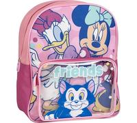 Sac à dos Disney Minnie Mouse et Daisy Duck rose pour enfants avec poche transparente | Grand sac à dos Minnie Mouse pour l'école maternelle et primaire