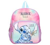 Sac à dos Disney Stitch - Personnalisé avec nom - Sac à dos pour enfant avec poche avant - 2 compartiments - 29 x 23 x 8 cm - Arc-en-ciel pastel