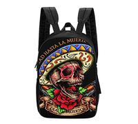 Sac À Dos Double Guns Skull Roses Backpack Ordinateur Portable Sac D'École Homme Et Femme Daypack pour Scolaire Voyage Randonnée
