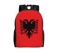 Sac à dos drapeau du Bhoutan pour collège lycée, ordinateur portable 15,6", sac à dos en tissu Oxford pour le travail, les affaires, les voyages, le sport, Drapeau albanais, taille unique