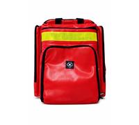 Sac à Dos d'Urgence Médical Professionnel DevaSafe - Sac de Secours Étanche PVC 500D Rouge avec Pochettes Modulables, Bandes Réfléchissantes et Grande Capacité - Idéal Pompiers, Ambulanciers, Premiers