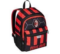 Sac à Dos école A.C. MILAN Football - Path of Victory, Noir Rouge - Sac à Dos Double Compartiment - Poche Porte-Bouteille, Sac à Dos Enfant - Maxi capacité, Noir, Sac à Dos Double Compartiment
