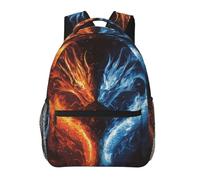Sac a Dos Ecole avec compartiment Sac de gym Dragon rouge, bleu, glace, feu et flamme Unisex Backpack pour Fille Ecole Enfant 29X40cm
