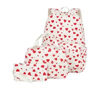 Sac À Dos École,Ensemble Cartable Mignon Velours Côtelé,Boîte À Lunch Trousse Sacoche - pour Filles Femmes Voyage Camping Sport Activités Extérieur Day Trip