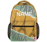 Sac À Dos Eiffel Tower Custom Paris France Flower Personalized Cartable Scolaire Classique Rucksack Loisir Cartables pour École Étudiant Randonnée