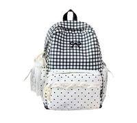 Sac à dos élégant à carreaux orné de dentelle idéal pour une journée décontractée avec nœud conçu pour le quotidien et les trajets professionnels alliant style raffiné et praticité (Black, One Size)