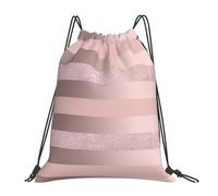 Sac à dos élégant à cordon de serrage, à paillettes or rose, à rayures roses, sac de sport, sac de sport résistant à l'eau, pour femmes et hommes