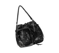 Sac à dos élégant avec motif étoile à cinq points avec sangle réglable, sac à bandoulière confortable pour femme, sac à dos en nylon, Noir