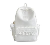 Sac à dos élégant bordure dentelle étoilée pour écolières léger compartiments spacieux usage campus extérieur design double bretelles assorti uniforme décontracté entretien chiffon (White, One Size)