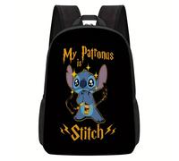 Sac à dos élégant Disney Lilo & Stitch et ses amis, avec motif graphique, intérieur en polyester, bretelles réglables, idéal pour les voyages et le travail, unisexe Noir