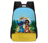 Sac à dos élégant Disney Lilo & Stitch et ses amis, avec motif graphique, intérieur en polyester, bretelles réglables, idéal pour les voyages et le travail, unisexe Noir
