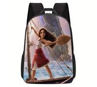 Sac à dos élégant Disney Moana et ses amis, avec motif graphique, intérieur en polyester, bretelles réglables, idéal pour les voyages et le travail, unisexe Noir